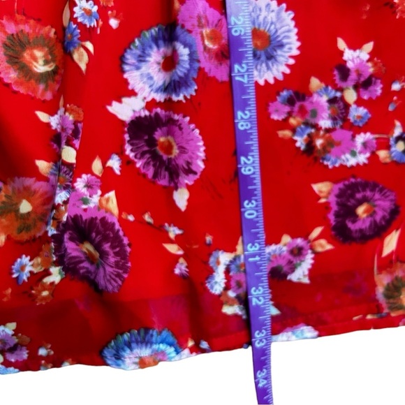 Anthropologie Needle & Thread Red Floral Dress Semi Sheer Size Small - Picture 5 of 9